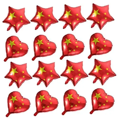 Produktbild: Amosfun 100 Stk Sterne Flagge Ballons Fünfzackiger Sternballon Liebe Ballon Ballons Mit Chinesischer Flagge Sternballons Liebe Sternenballons Rot Weiß Blau Heliumballon Baby Aluminiumfolie