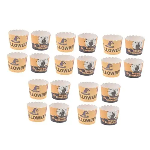 Produktbild: Amosfun 100st Halloween-muffinbecher Muffins Kuchen Cupcake-pappbecher Cupcake-liner Muffinförmchen Papier Backzubehör Hart