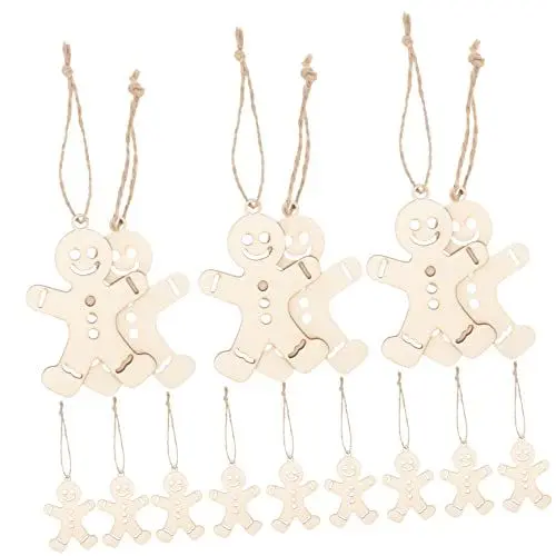 Produktbild: Amosfun 100st Lebkuchenmann Aus Holz Rote Kugeln Für Den Weihnachtsbaum Ausgeschnitten Ausstecher Für Lebkuchenmänner Weihnachts-hüpfburgen Lebkuchenmänner Masse Nussknacker Plüsch Hölzern