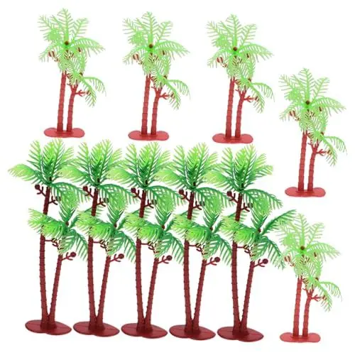 Produktbild: Amosfun 10 Stück Künstlicher Kokosnussbaum Mini Szenen Layout Modell Aquarium Baum Palmen Für Krippe Aquarienpflanzen Miniatur Szenenbäume Kunststoff Kokosnussbaum Miniaturpflanze