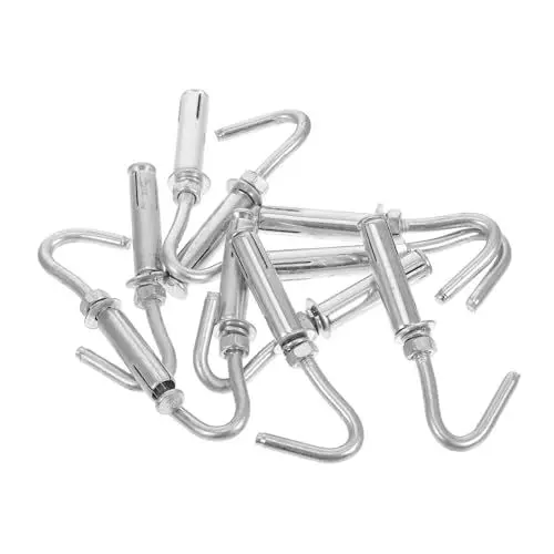 Produktbild: Amosfun 10 Stück Teiliges Edelstahl Metall Expansionshaken Schwerlast Betondübel Wandhaken Deckenhaken Tragfähig Vielseitig für Deckenventilatoren Kleidung und Dekoration
