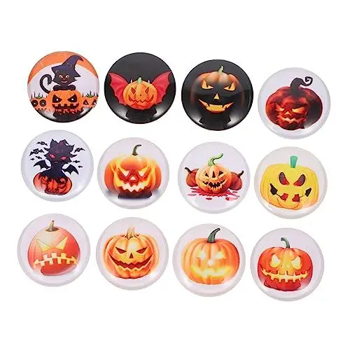 Produktbild: Amosfun Set Mit 12 25 Mm Halloween-kühlschrankmagneten Glas-kürbis-Dekorationen Küchen-kühlschrankmagnete