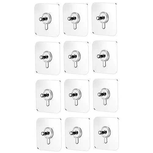 Produktbild: Amosfun 12St Patch-Haken Haken für Saugnäpfe Wandschrauben Saugnäpfe wand saugnapf haken Saughaken Möbel Saugnapf Saugnäpfe Aufhänger Bilderrahmen anschließen Wandhalterung Acryl. Weiß