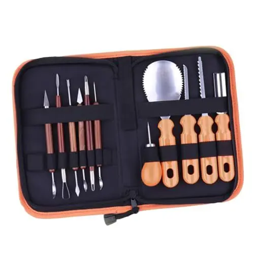 Produktbild: Amosfun 12-Teiliges Set Schnitzwerkzeuge für Kürbisse Kürbisschneider Halloween-Messer Halloween Kürbis Schnitzmesser Set Schnitzwerkzeuge für Halloween Dekoration Kürbisschnitzmesser