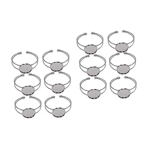 Produktbild: Amosfun 12 STK Metallarmband Leere Basis Armband Einstellung Nietenarmband Blanke Armbandlünetten Blanke Schmuckfunde DIY Armband Basis Flacher Runder Ring Wohnung Doppelte Linie Anhänger