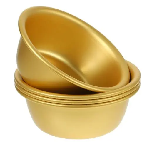 Produktbild: Amosfun 12 Stk Schüssel Reiswein Golddekor goldene Aluminiumschalen Schüssel für Grillpartys für den einzug instant noodle bowl Weinschale trinken wiederverwendbare Weinschale