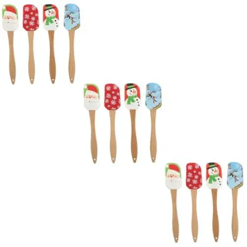 Produktbild: Amosfun 12 Stk Silikoncremespatel Weihnachtssahne-butterspatel Mit Holzgriff Wender Aus Silikon Silikonschaber Weihnachten Buttersilikonspatel Küchenspatel Aus Silikon Haushalt Kochzubehör