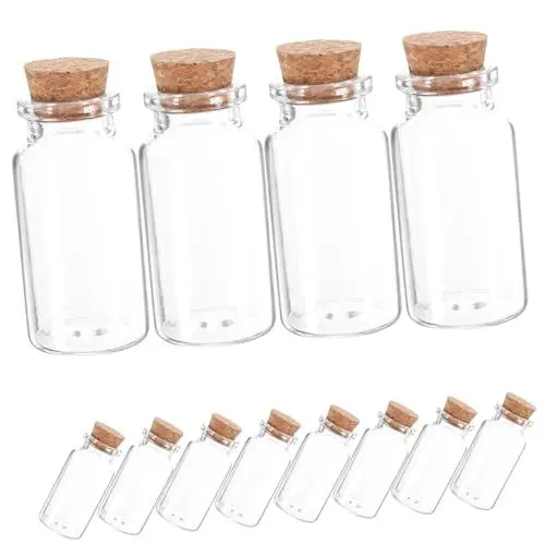 Produktbild: Amosfun 12st Gläser Korken Kleine Gläser Mit Deckel Mini-nachrichtenflaschen Klare Glasfläschchen Zaubertrankflasche Mit Korken Klarglas-korkgläser Dekorative Flasche Eiche Hochzeit