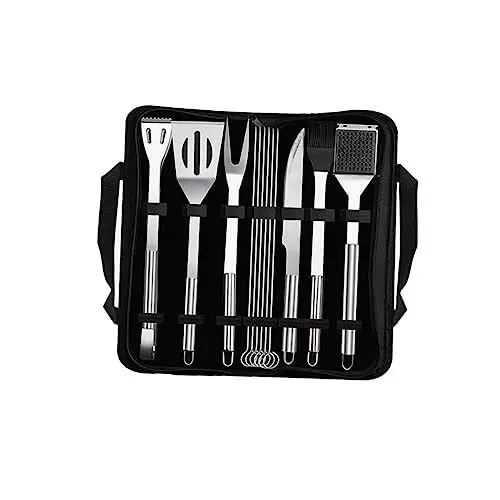 Produktbild: Amosfun 12st Grillzubehör Für Den Grill Grillzubehör Mit Aufbewahrungstasche Grillbesteck Aus Edelstahl Black