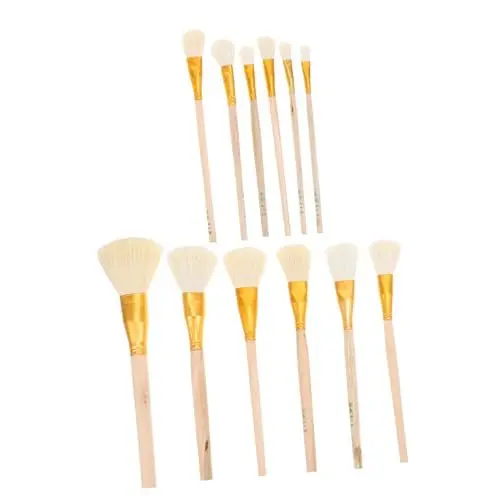 Produktbild: Amosfun 12st Malstift Woll Stift Vergoldungspinsel Folienflocken Pinsel Aus Blattgold Pinsel Für Goldfolie Bürste Mit Wollborsten Pinsel Für Aquarellmalerei Holz Kind Schreibwaren Metall