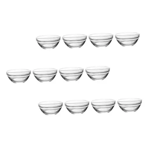 Produktbild: Amosfun 12st Puddingschüssel Runde Beilagen Parfait-behälter Süßwaren Kleine Schalen Kuchenform Gestapelte Schalen Stapelbare Klare Schale Schalen Aus Wasserkastanien Glas Transparent