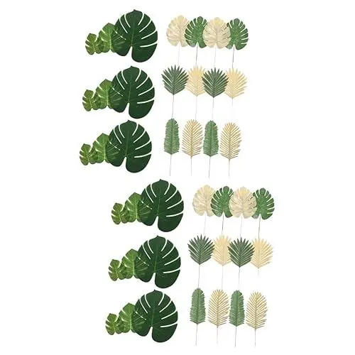 Produktbild: Amosfun 144 STK Schildkröten Rücken Blatt Dekoration Tropische Palmenblätter Grünes Zubehör Gefälschtes Palmblatt Hinterlässt Requisiten Gefälschte Blätter Party-Monstera-stiele Plastik
