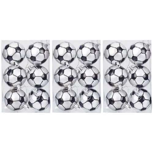 Produktbild: Amosfun 18 STK Weihnachtsschmuck Sportball-Ornament Sublimations-weihnachtskugeln Christbaumkugel Party Hängende Bälle Weihnachts-fußball-Ornamente Basketball Ratgeberservice Plastik Weiß