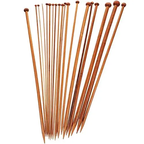 Produktbild: Amosfun 18 Stk Langstocknadel Aus Bambus Stricknadeln Holz Stricknadeln Stricken Sicherheits-stopfnadel Gobelin-nadel Gerade Stricknadeln Werkzeug Garn Nadeln Bambus Weben Nähzubehör 35 c