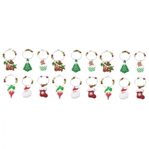 Produktbild: Amosfun 18 Stk Weihnachtsdeko Weihnachten Dekoration Weingläser Weihnachtsring Aus Glas Urlaubsglaskennung Weihnachtsbecher-marker Weinglas-anhänger Weinglasringe Glasanhänger Weihnachten