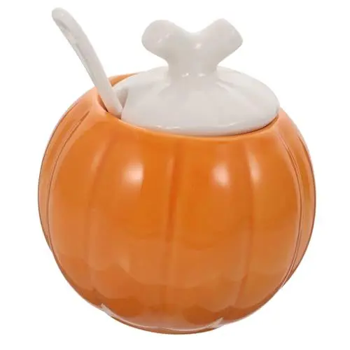 Produktbild: Amosfun Kürbisform Keramik Gewürztopf Pfeffer Salz Glas Weiße Schüssel Lebensmittelqualität Material Küche Zufällige Farbe