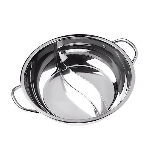 Produktbild: Amosfun 1Stk Topf aus Edelstahl Hot Pot mit doppeltem Geschmack Shabu-Shabu-Topf Dampfer schnellkochtopf hot pot topf Shabu-Topf für zu Hause Induktionskochtopf Rostfreier Stahl Silver