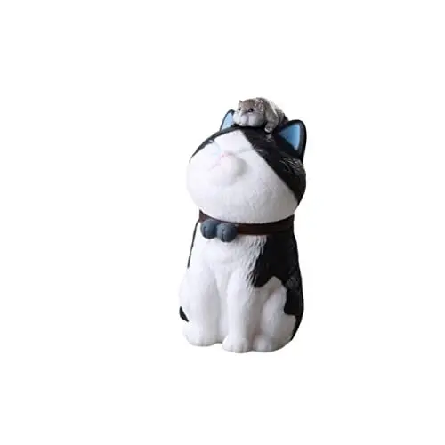 Produktbild: Amosfun 1stück Glücks Katze Deko Figur Schwarz-weiß Niedlicher Wohnaccessoire Für Katzenliebhaber Zur Verschönerung Von Wohnzimmer Und Schlafzimmer Schafft Eine Gemütliche