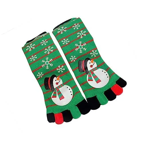 Produktbild: Amosfun 1 Paar 5-Finger-socken Farbsocken Süße Weihnachtssocken Weihnachtliche Zehensocken Fünf-Finger-Crew-socken Gestrickte Strümpfe Urlaubssocken Fünf Zehensocken Fräulein Weihnachten