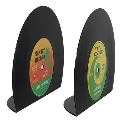 Produktbild: Amosfun 1 Paar Buchstützen In Vinyl-Form Retro-Buchstützen Aus Vinyl-Schallplatten Silikon-Buchstützen Im Schallplatten-Design Für Zeitschriften CDs Bücher Einweihungsgeschenk Für