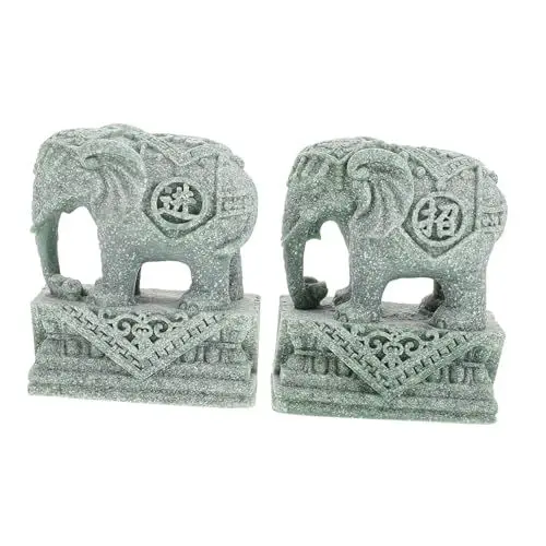 Produktbild: Amosfun Traditionelle Chinesische Elefantenstatuen Elefantenornamente Aus Sandstein Dekorative Mini-Elefanten Für