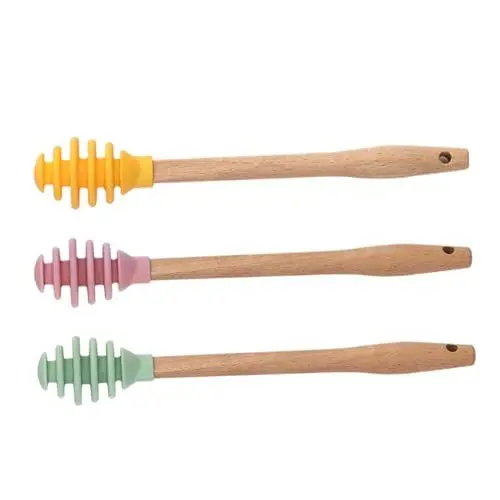 Produktbild: Amosfun 1 Satz 3st Honigrührer Honigtopf Dipper Honigwerkzeug Mini Honiggläser Honig-rührlöffel Honiglöffel Für Tee Mini-gläser Honig Honigkelle Mini-schneebesen Kieselgel Wiederverwendbar