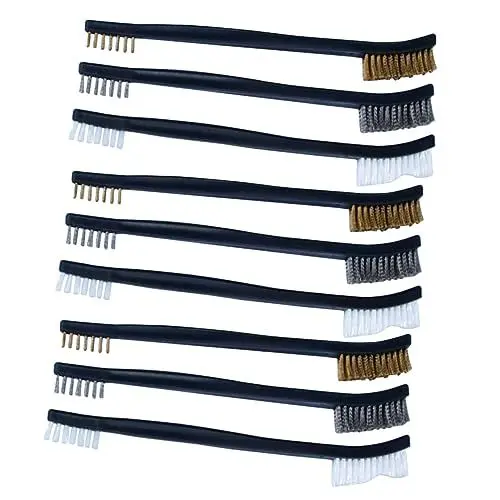 Produktbild: Amosfun 1 Satz Autorillenbürste Auto Ölbürste Motortür Fensterbürste Kratzbürste Mit Drahtborsten Rostfrei Drahtbürste Reinigungsbürste Cleaning Brush Doppelköpfige Bürste Black 9st