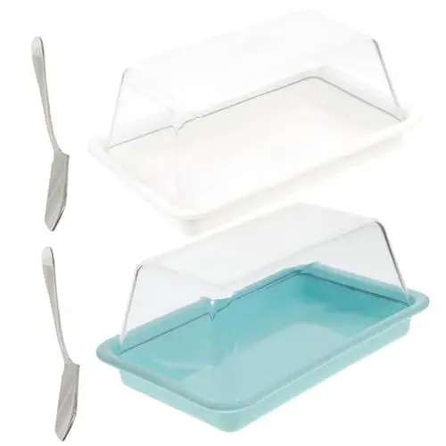 Produktbild: Amosfun 1 Satz Butterdose Käsebehälter Klare Dessertbehälter Verschleißfester Butterhalter Butterbehälter Butter Zubehör Frischkäse Wiederverwendbar Buttertablett Rostfreier Stahl
