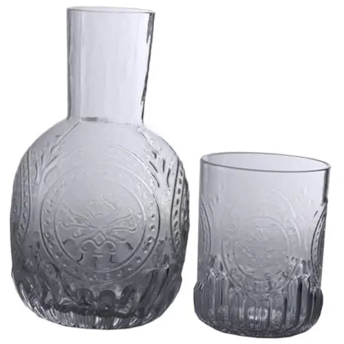 Produktbild: Amosfun 1 Satz Flasche Kaltes Wasser Kuhwasserkrug Schnaps Dekanter Whisky Dekanter Weinzubehör Für Zu Hause Rotweinkaraffe Retro-trinkgläser Weinbelüfter Ausgießer Transparent Glas