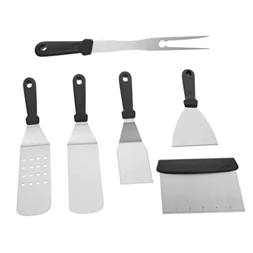 Produktbild: Amosfun 1 Satz Grillbesteck Flachgrill im Freien praktische Grillwerkzeuge Outdoor-Zubehör grill zubehör set grillzubehör set Griddle-Zubehör-Kit BBQ-Utensilien-Kit Rostfreier Stahl Black