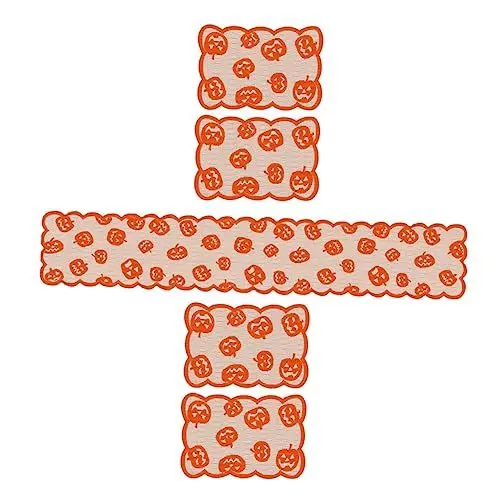 Produktbild: Amosfun 1 Satz Tischsets für den Heimtisch Halloween tischdecke Halloween Table Cloth Festliche Tischdecken Partygeschirr-Pads Tischdekorationen Tischdeckendekore Polyester Orange