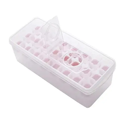 Produktbild: Amosfun Ice Cube Tray Eiswürfelformen Eiswürfelbereiter Set Mit Deckel Eiswürfelform Für Gefrierfach Inklusive Behälter Zur Einfachen Entnahme Von Eiswürfeln Ideal Für Cocktails Und Getränke