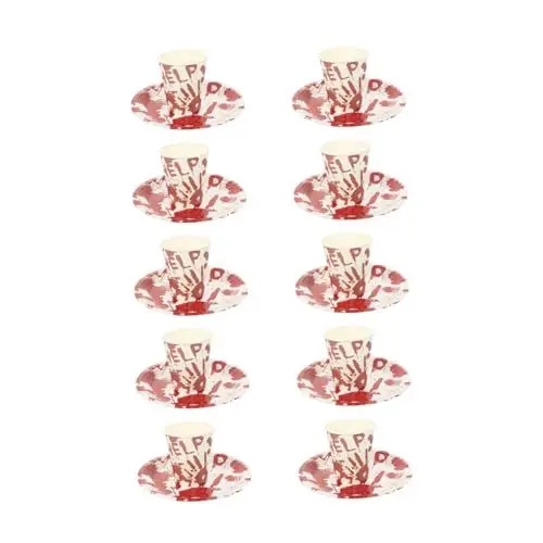 Produktbild: Amosfun 1 Set Handabdruck Teller Halloween Papier Blutige Kuchenteller Rundes Papier Partygeschirr Blutiges Handabdruck Geschirr Halloween Partyteller