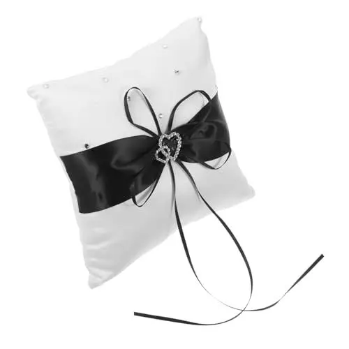 Produktbild: Amosfun Trägerkissen Spitze Hochzeitskissen Strass Verlobungskissen 20x20cm Schwarz
