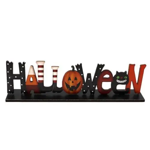 Produktbild: Amosfun 1stk Halloween-Ornamente Halloween-tischdekoration Aus Holz Halloween Holz Ornamente Rustikale Halloween-Plakette Halloween Dekoration Spukhaus Deko Kalender Partybedarf Hölzern