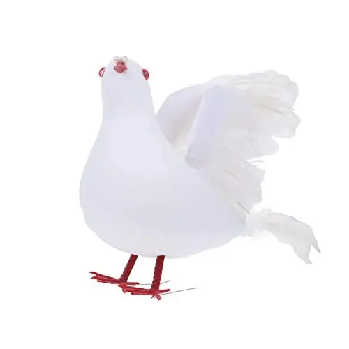 Produktbild: Amosfun 1stk Simulierte Friedenstaube Deko Vogel Modell Gartenfiguren Künstliche Balancierender Vogel Hochzeitsdekoration Tauben Skulptur Mini Schaum Weihnachtsbaum Weiß Gefälschter Vogel