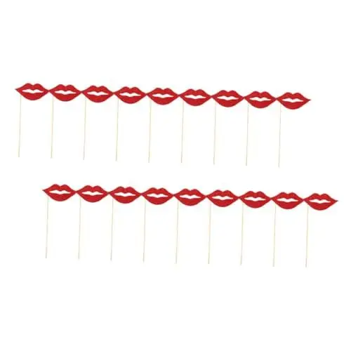 Produktbild: Amosfun 20 Stücke Lip Foto Requisiten Holz Papier Hochzeit Geburtstag Selfie Booth Requisiten