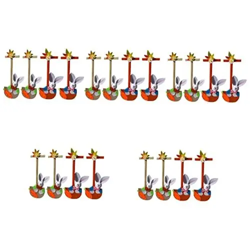 Produktbild: Amosfun 20 STK Hasendekoration Osterkarotten Hängender Anhänger Osterhasen-Ornamente Osterbaum Hängende Dekoration Ostern Hängende Ornamente Plüschhase Hahn Bambusplatte Lieferungen