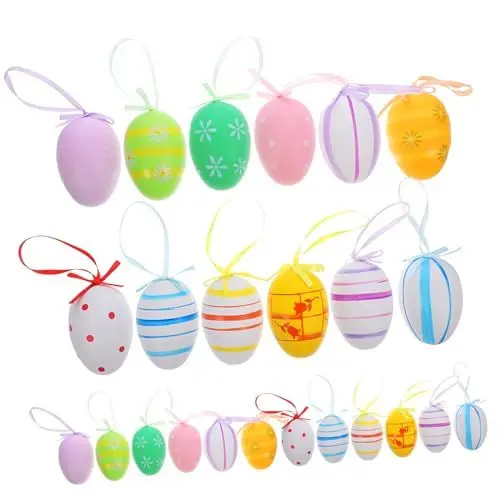 Produktbild: Amosfun 24St Simulierter Osterei-Anhänger Osterdeko Osterbaum eggmazing-Dekorateur ostereier dekorationen Spender kinder ostereier kunststoffeier Festival-Anhänger Ostervorräte Plastik
