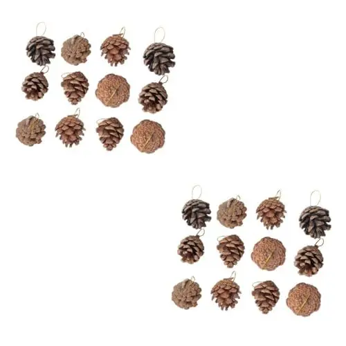Produktbild: Amosfun 24 STK hängendes Tannenzapfendekor weihnachtliche rustikale tannenzapfen Eicheln weihnachtsdeko Weihnachten deko Miniaturdekoration natürlich schmücken Seil Dekorationen Ornament