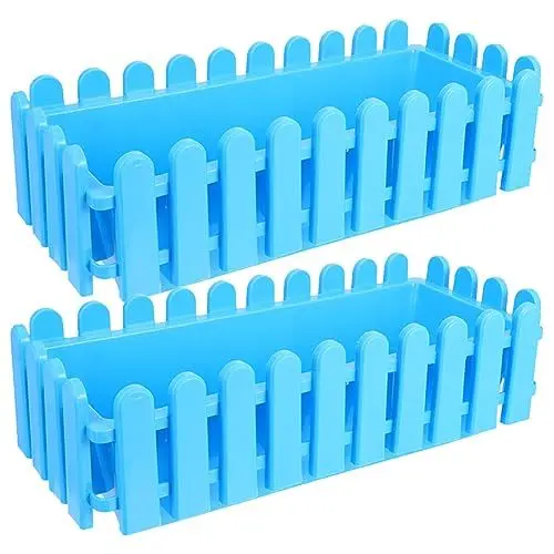 Produktbild: Amosfun 2Er-Box Blumenkästen aus Kunststoff Pflanzkästen im Freien Blumenkasten Pflanzgefäße aus Kunststoff für Freilandpflanzen Fensterpflanzer Pflanzgefäße für Gemüse Zauntopf Blumentopf