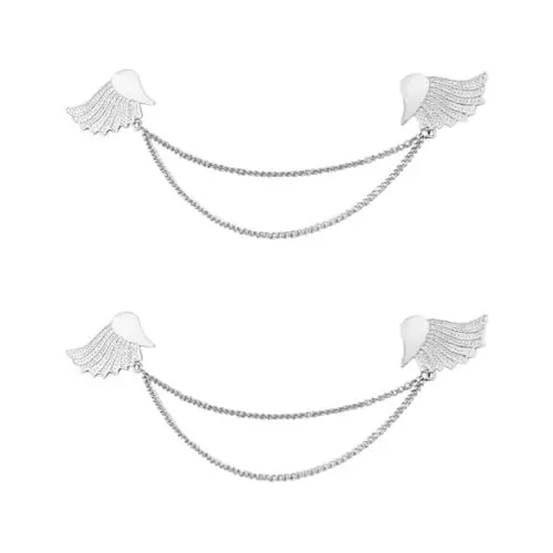 Produktbild: Amosfun 2St Brosche mit Anzugnieten Flügel-Kettenbrosche Anstecknadel Brosche für Männer Broschennadeln für Hemdkragen Hemd Brosche Halsband Kragenclip Silberkette Kragennadel Mann Stift
