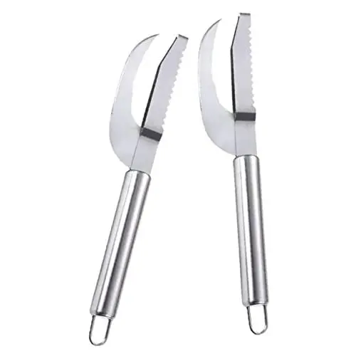 Produktbild: Amosfun 2St Fischschuppenhobel Fisch Entkalker Fischschupperbürste fischschuppenmesser fish scale knife Wiederverwendbarer Entferner für Fischschuppen Fischschupper aus Metall Silver