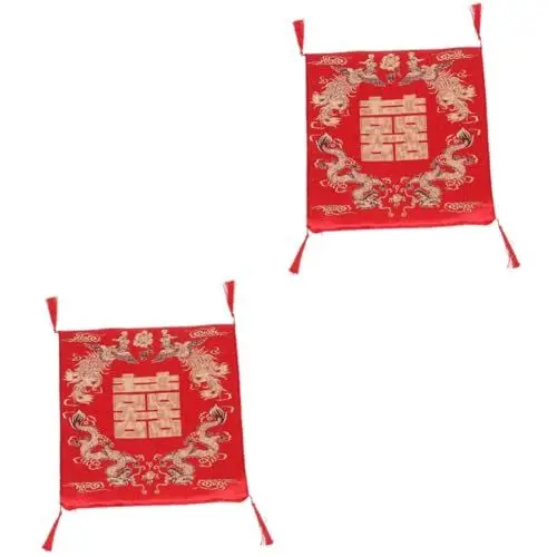 Produktbild: Amosfun 2St Kniematte Outdoor-Bodenkissen Stuhlpolsterung Möbelauflagen quadratische Stuhlauflagen Gartenkissen Sitzkissen Sitzpolster Stuhlkissen atmungsaktive Stuhlauflage Baumwolle rot