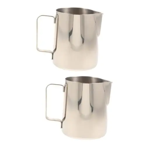 Produktbild: Amosfun 2St Latte-Kaffeetasse kaffeezubehör coffee accessories milch topf tragbarer Milchkrug Milchkännchen ergonomischer Milchkrug Tasse zum Aufschäumen von Kaffee Rostfreier Stahl Silver
