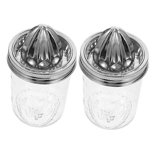 Produktbild: Amosfun 2-teiliges Manuelles Zitronenpresse-set für Die Küche Zu Hause Zitruspressen mit -deckel Aus Edelstahl