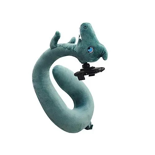 Produktbild: Amosfun U-förmiges Nackenkissen Mit Handyhalter Aufblasbares Reisekissen Für Camping Und Reisen Cyan Dinosaur Ergonomisch Anpassbar Für Erwachsene Zur Unterstützung Der