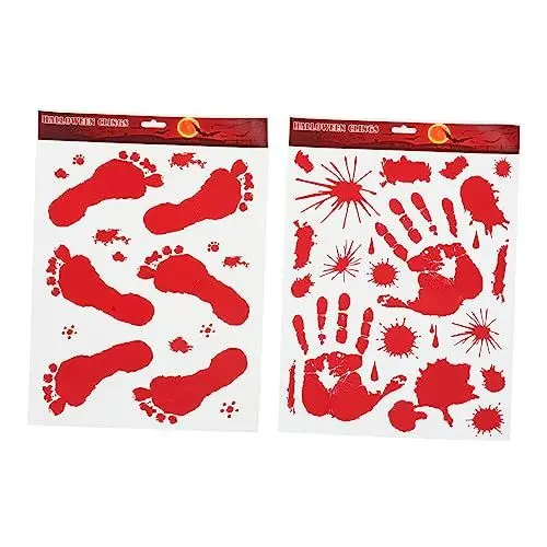 Produktbild: Amosfun 2 Blätter Halloween-Fensteraufkleber Halloween-Aufkleber Halloween-Wandaufkleber Halloween Fensterdeko halloween fensterbilder Halloween blutige Aufkleber blutige Abziehbilder