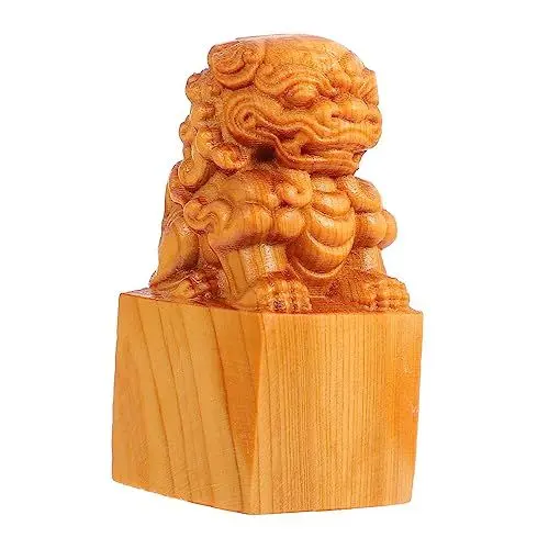 Produktbild: Amosfun 2 STK Löwenschmuck Auto Desktop- Sammlerstück Mini-löwen-Ornament Miniaturtierspielzeug Tierische Löwenstatue Miniatur-tierfigur Handgeschnitzte Löwenfigur Zypresse