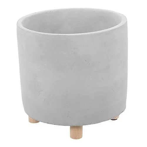 Produktbild: Amosfun 2 STK Runde Zement Blumentopf Zementpflanzer Pflanzgefäße Für Den Garten Vase Aus Zement Zementtopf Zementwerk Tonwürfel-pflanzgefäße Saftige Töpfe Nordisch Saftige Schale Hölzern